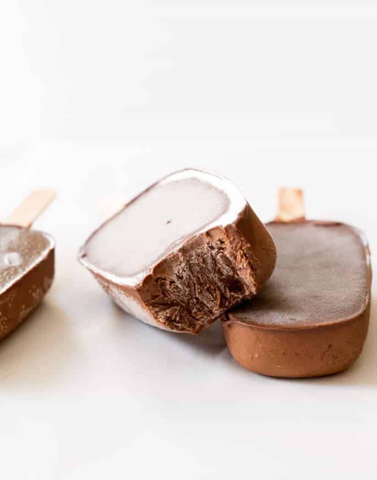 Three gluten-free Fudgesicles.