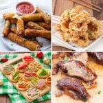 Four images of gluten-free appetizers.