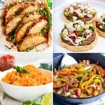 Four images of gluten-free mexican meals.