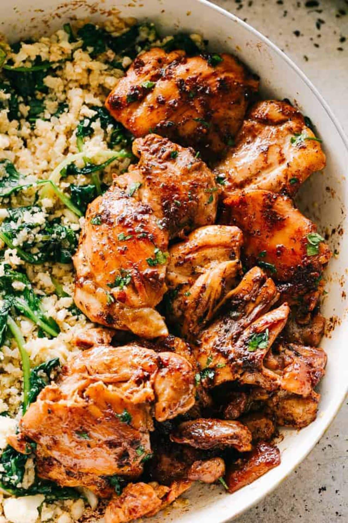 Juicy Stove Top Chicken Thighs in a pot.