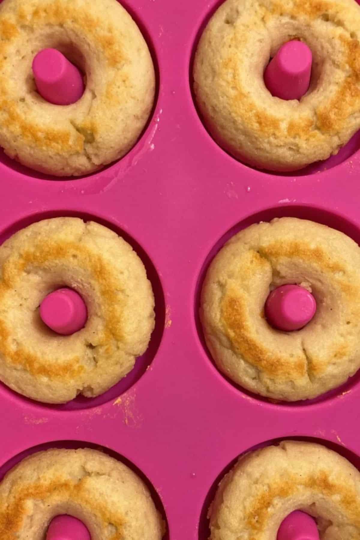 Gluten-Free Bagels in a pink mold.