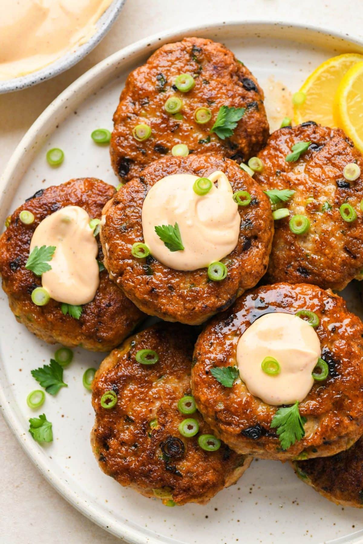 Healthy Chicken Patties on a white tray.