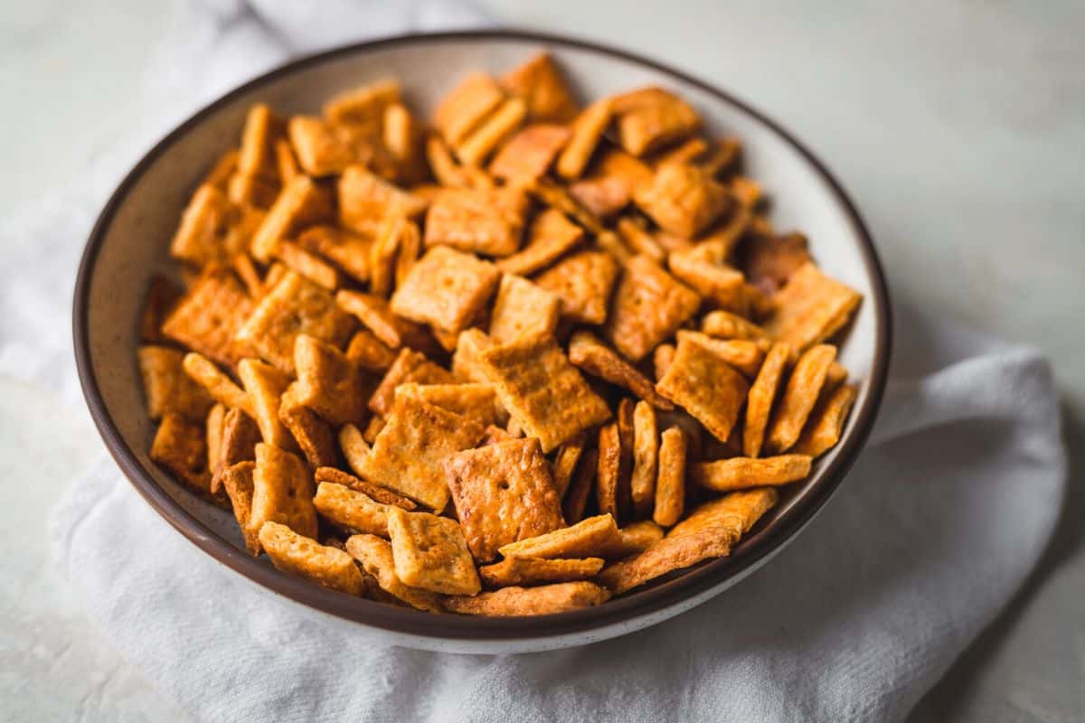 Gluten-Free Cheez-Its in a bowl.
