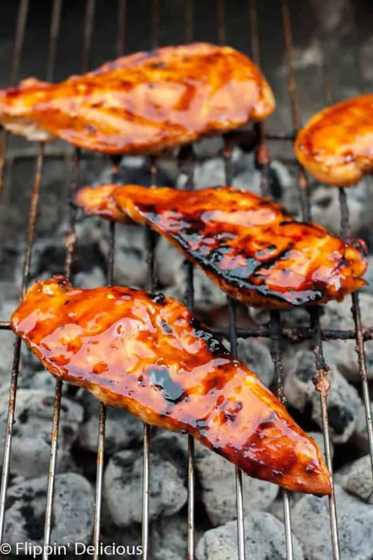 Gluten-Free Chicken Teriyaki on a grill.