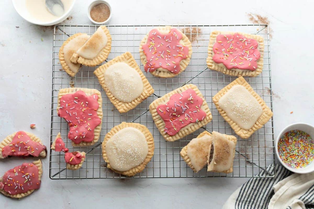 Crunchy Cassava Flour Pop Tarts on a resting grid.