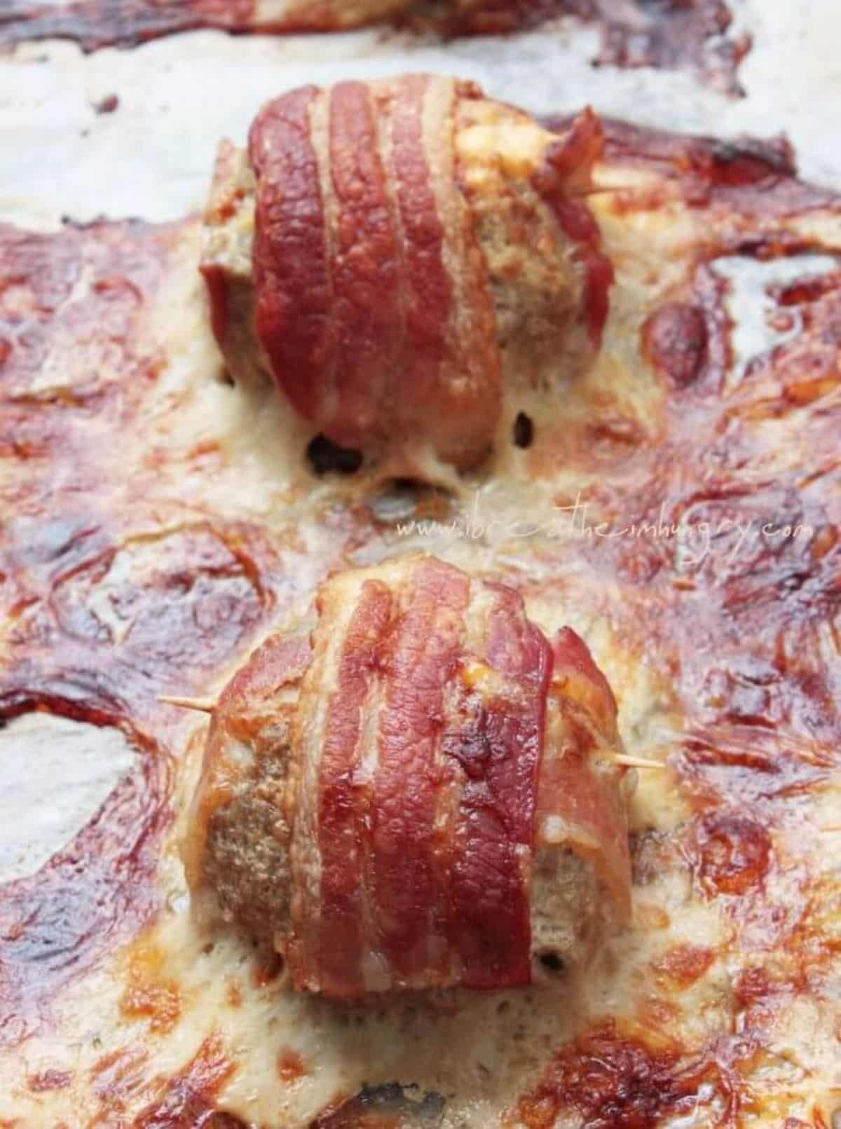 Jalapeno Popper Meatballs on a skillet.