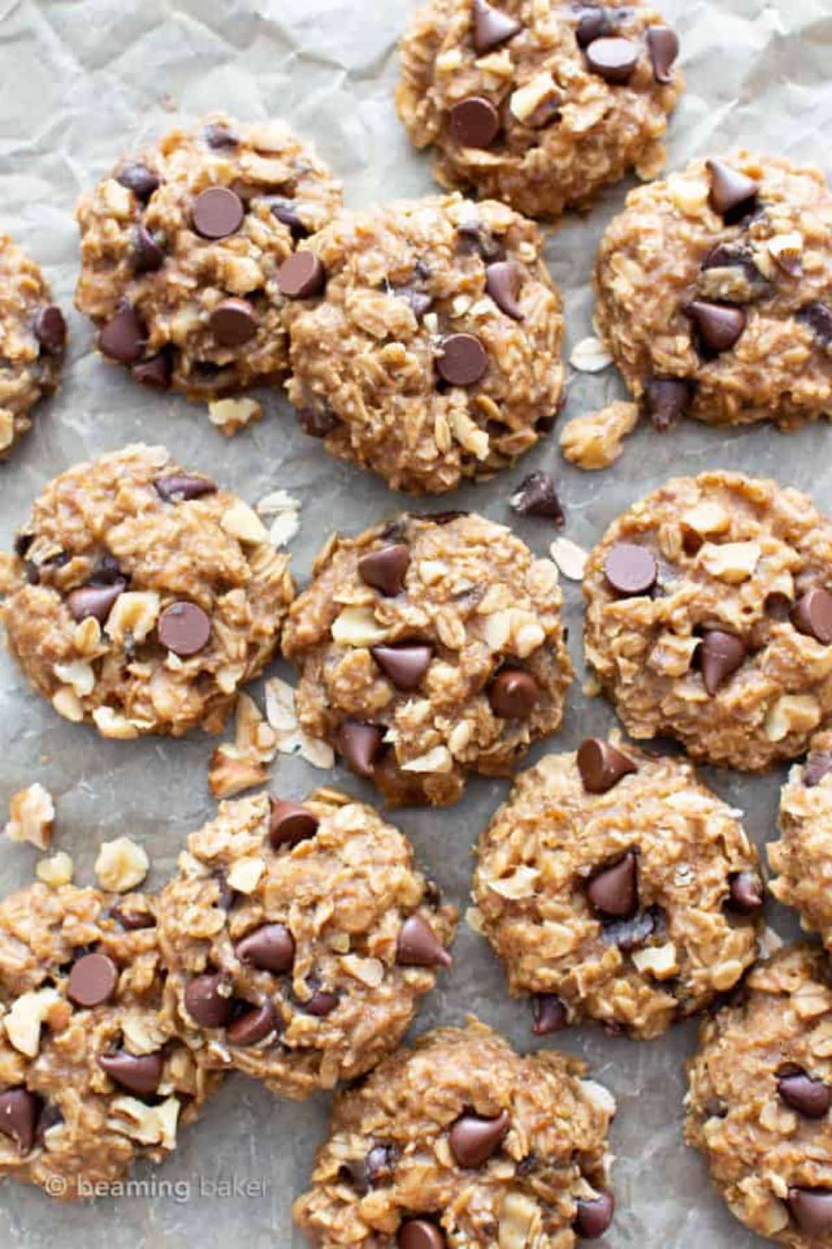 Delicious Gluten-Free Banana Oatmeal Cookies on parchment paper.