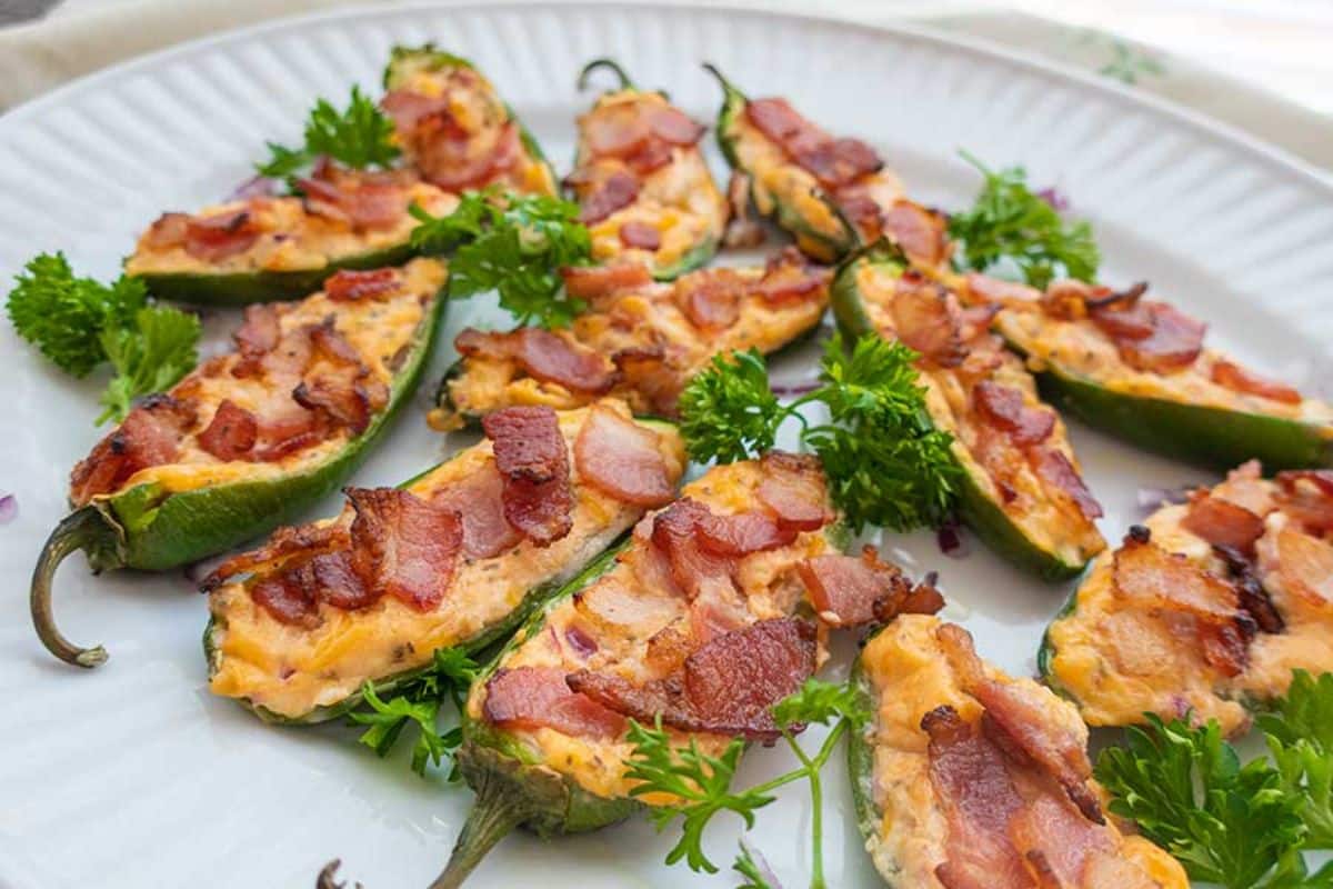 Crunchy Jalapeno Poppers on a white plate.