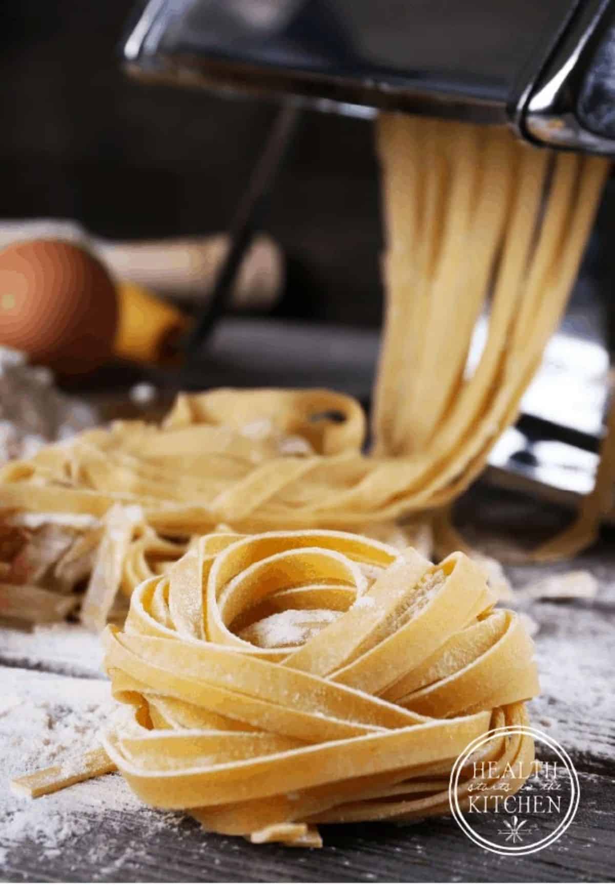 Cassava Flour Pasta Dough on a wooden table.