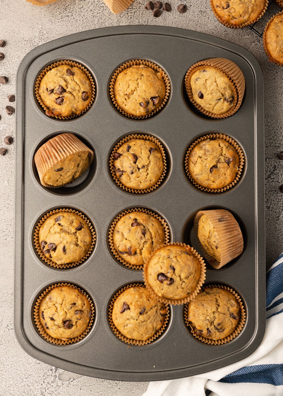 Moist Gluten-Free Banana Muffins in a cupcake tray.