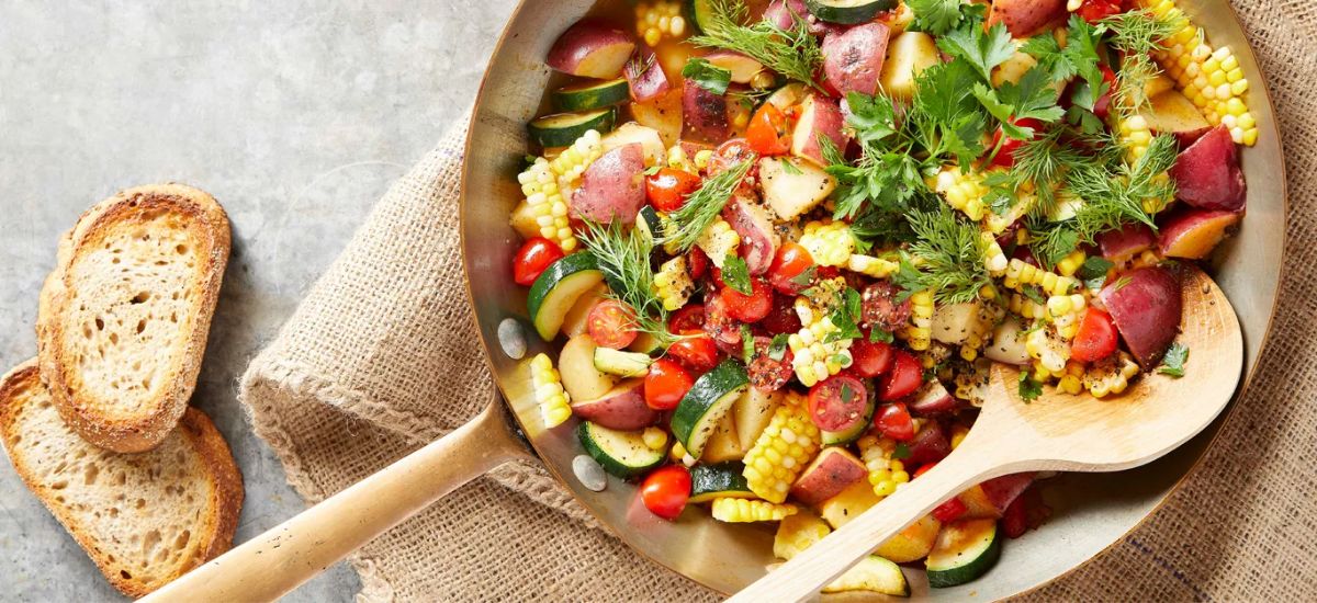 Herbed Breakfast Hash in a skillet.