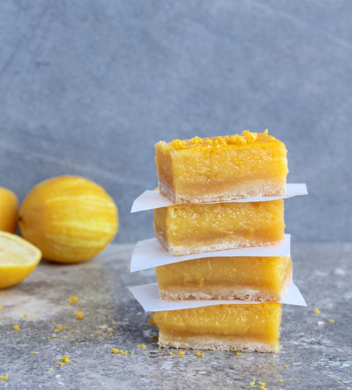 A pile of Paleo Lemon Bars.