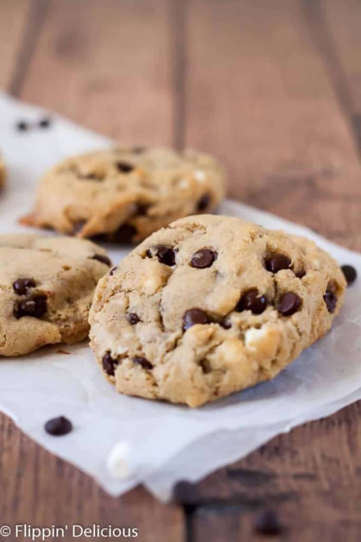 Delicious Dairy Free Gluten Free S’mores Cookies on a paper napkin.