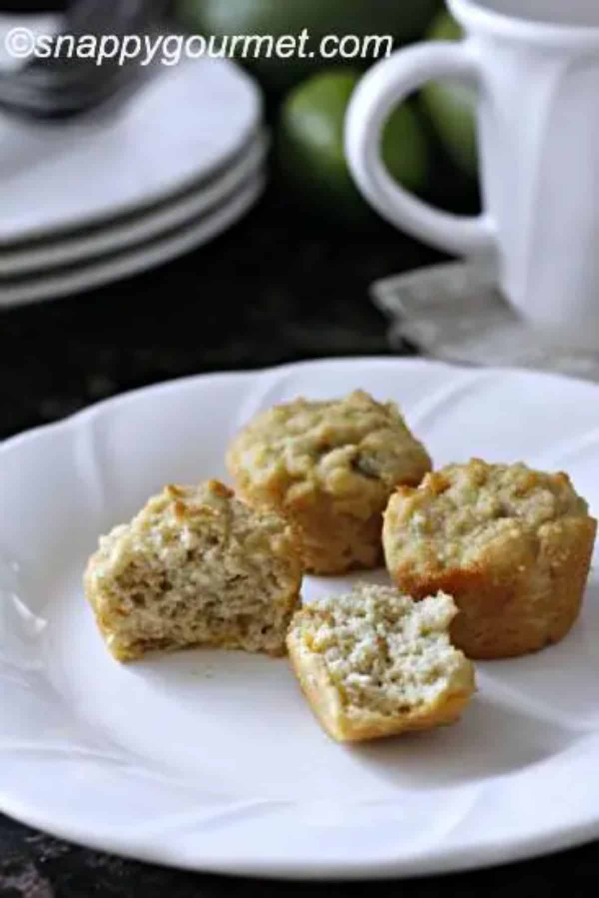 Almond Flour Tropical Mango Muffins on a white plate.