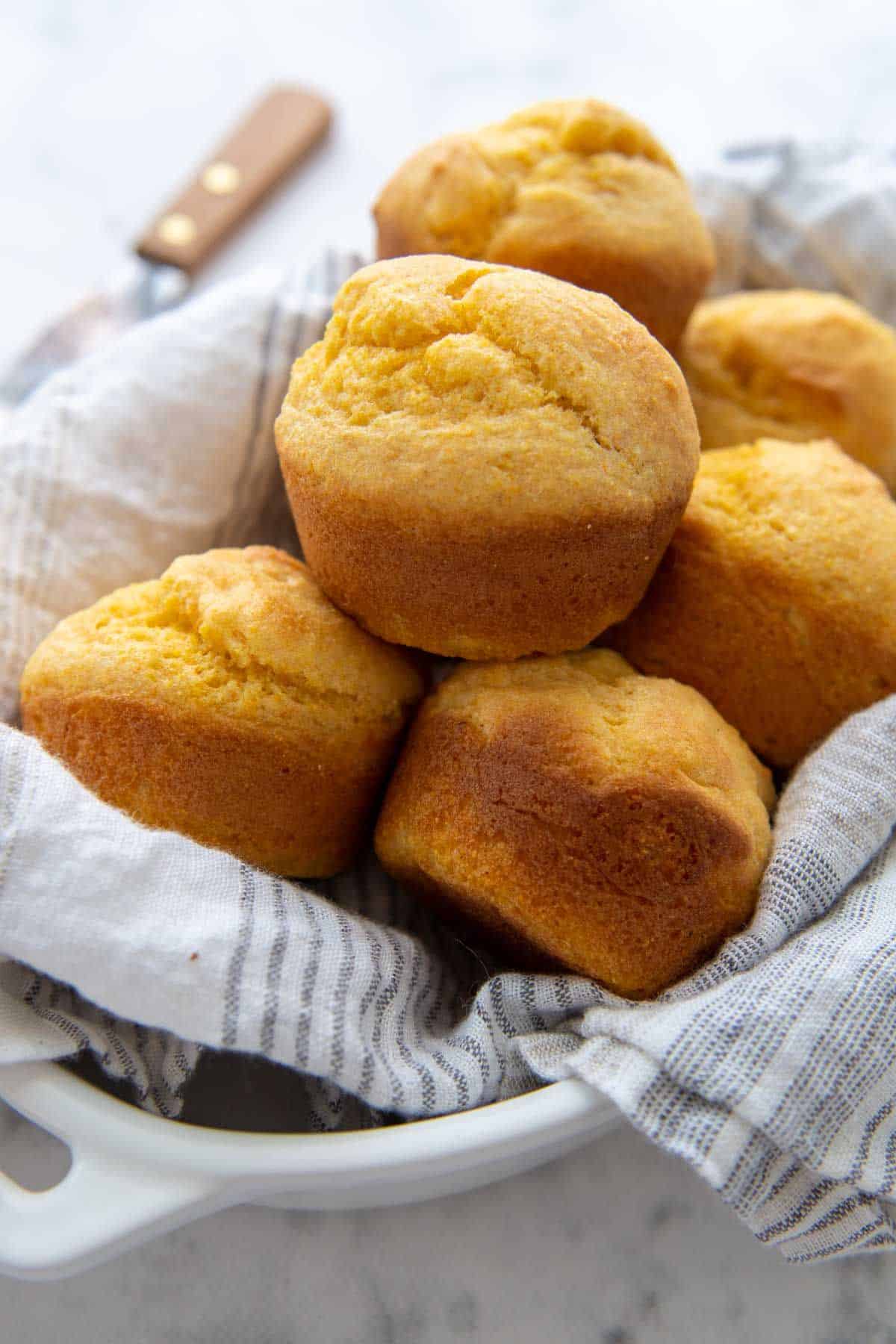 Delicious Gluten-Free Corn Muffins in a bowl.