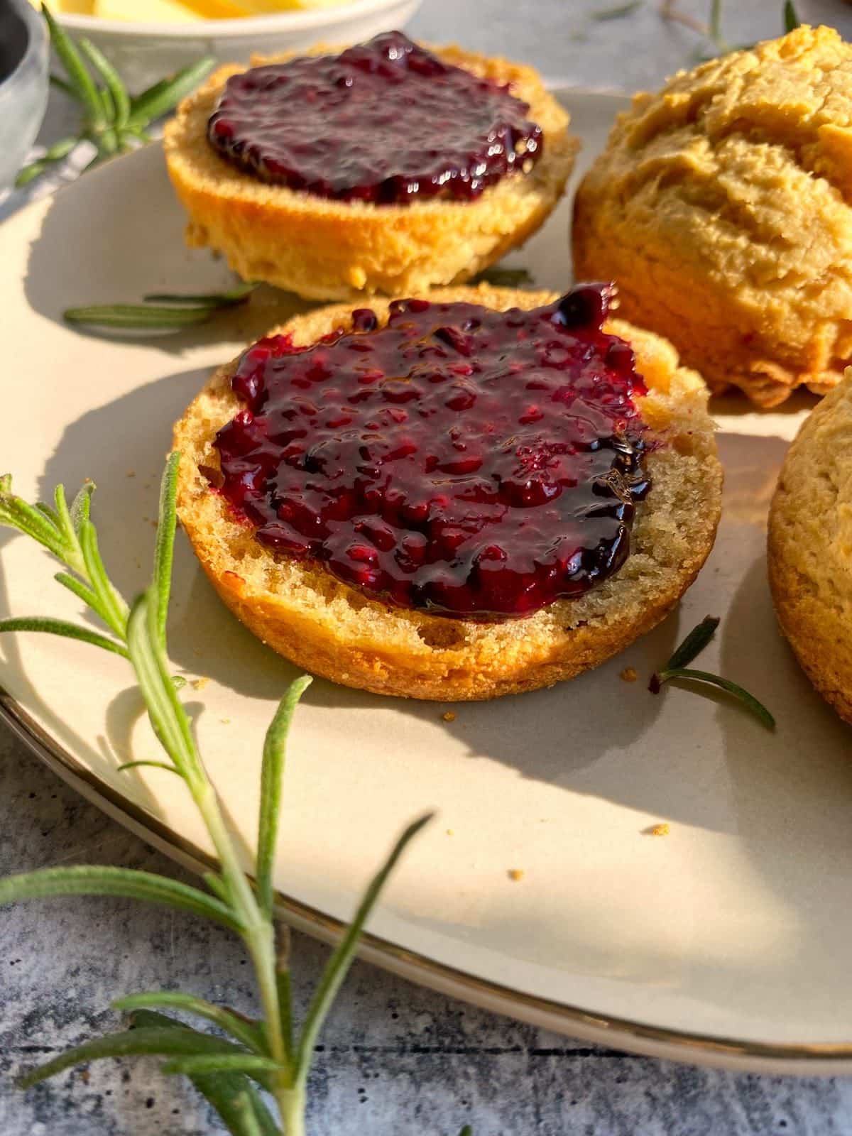 Delicious Paleo Biscuits on a brown tray.