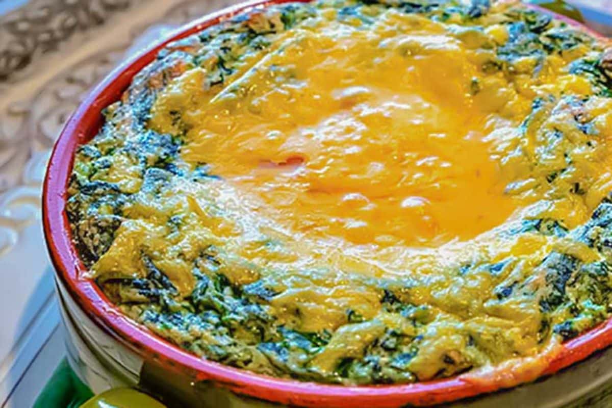 Delicious Gluten-Free Spinach Souffle in a bowl.