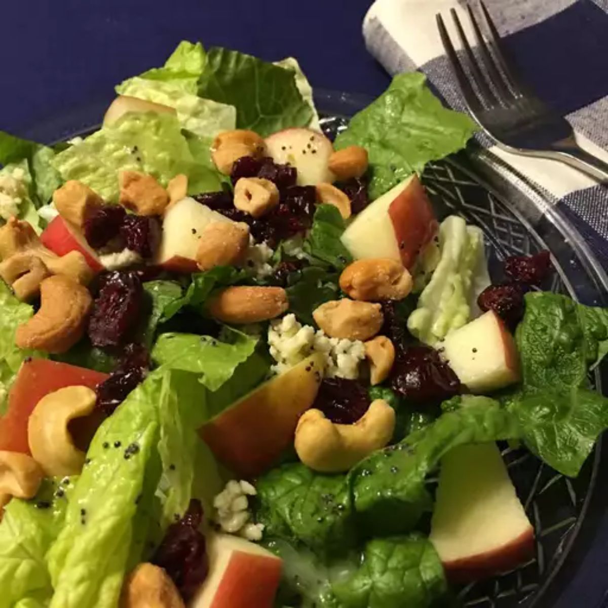 Healthy Winter Fruit Salad in a glass bowl.