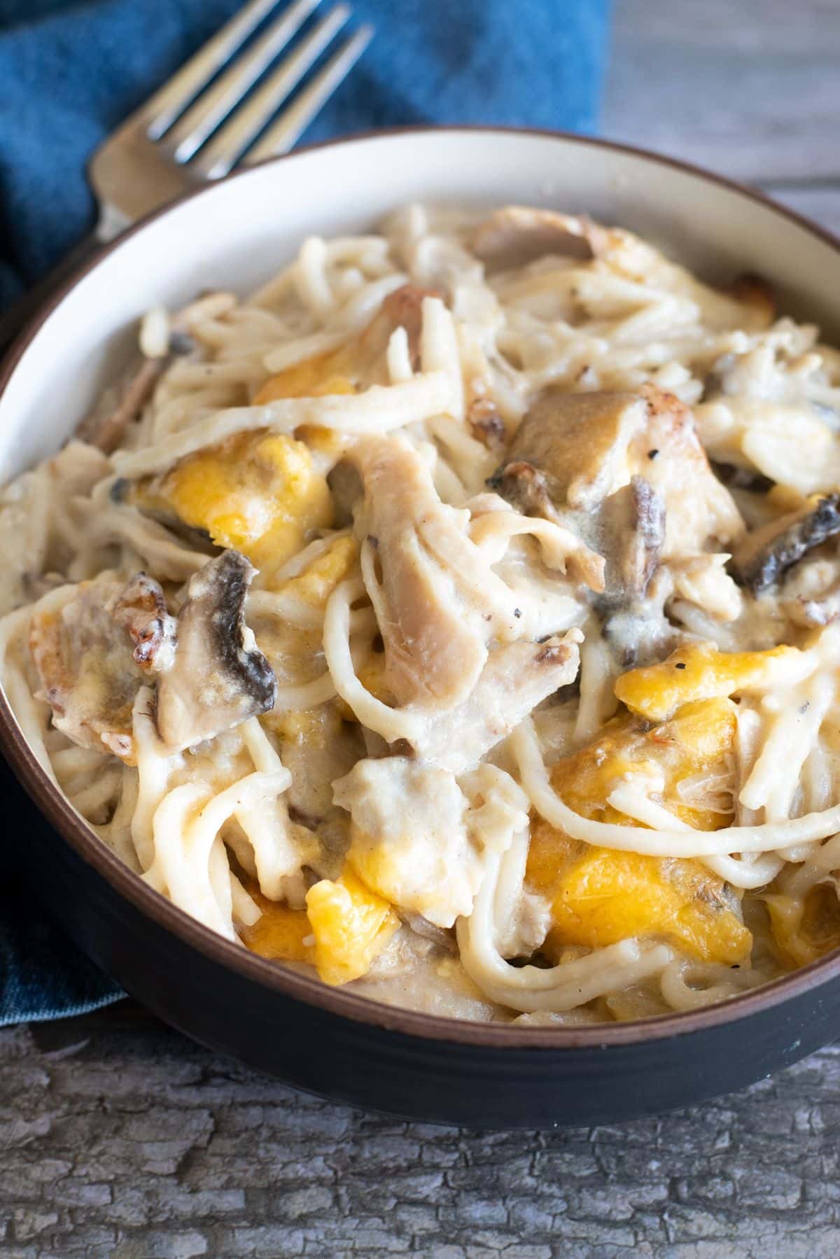 Delicious Gluten-Free Chicken Tetrazzini in a bowl.