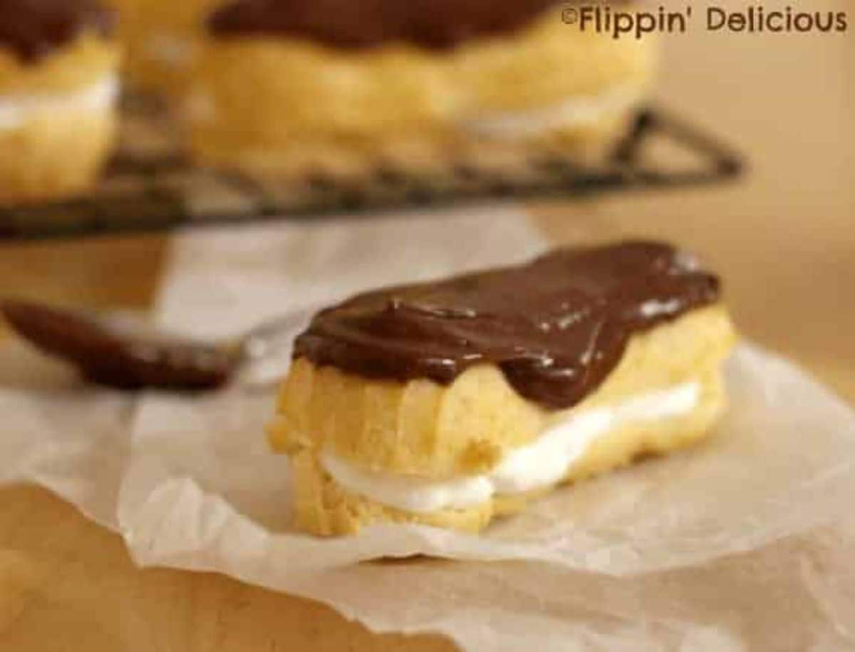 Delicious Gluten-Free Cream Puff on a table.