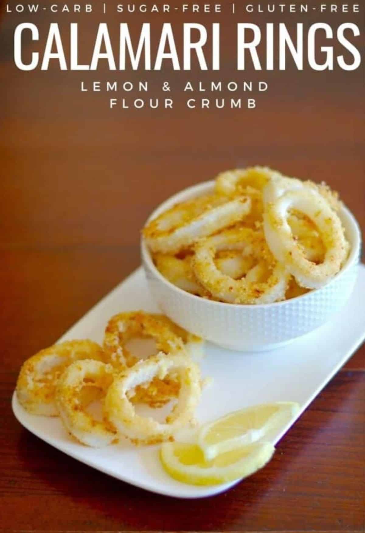 Crispy Calamares Fritos (Fried Squid Rings) on a white tray.