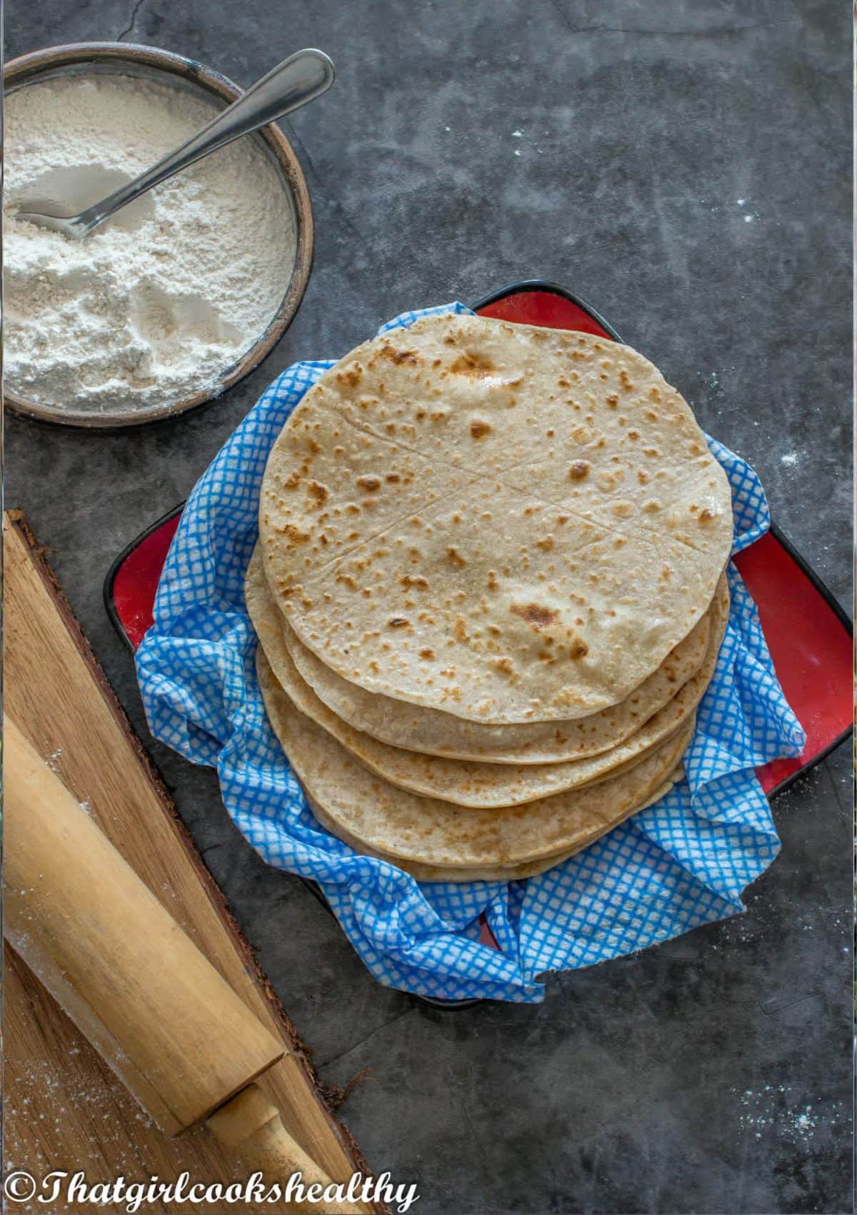 A pile of healthy Gluten-Free Roti on a plate.