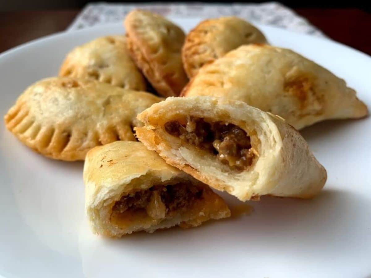 Scrumptious Gluten-Free Empanadas on a white plate.