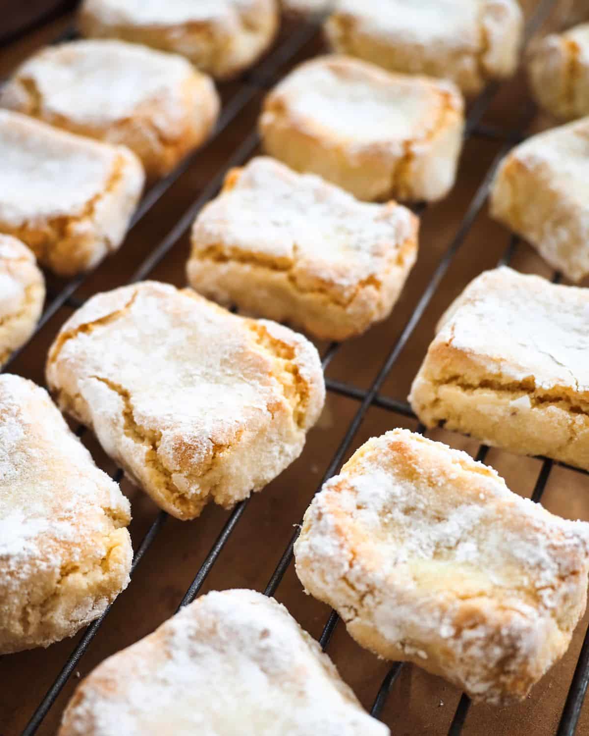 Crunchy Italian Almond Biscuits on a resting grid.