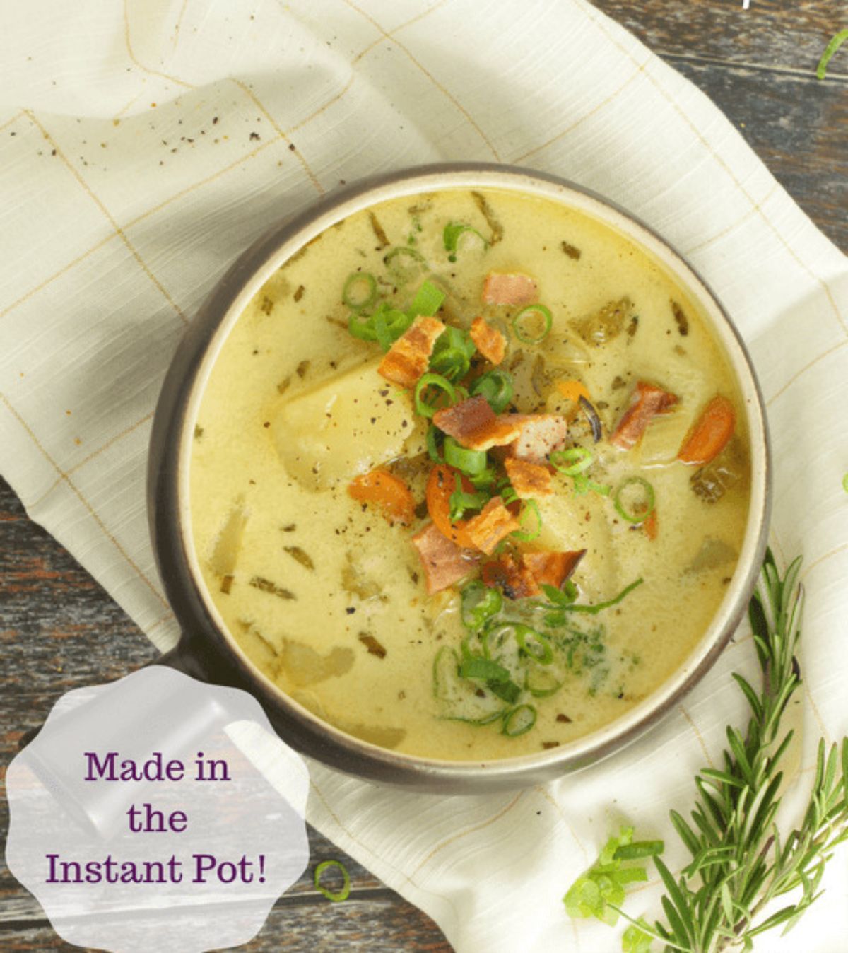 Creamy Instant Pot Gluten-Free Potato Soup in a bowl.