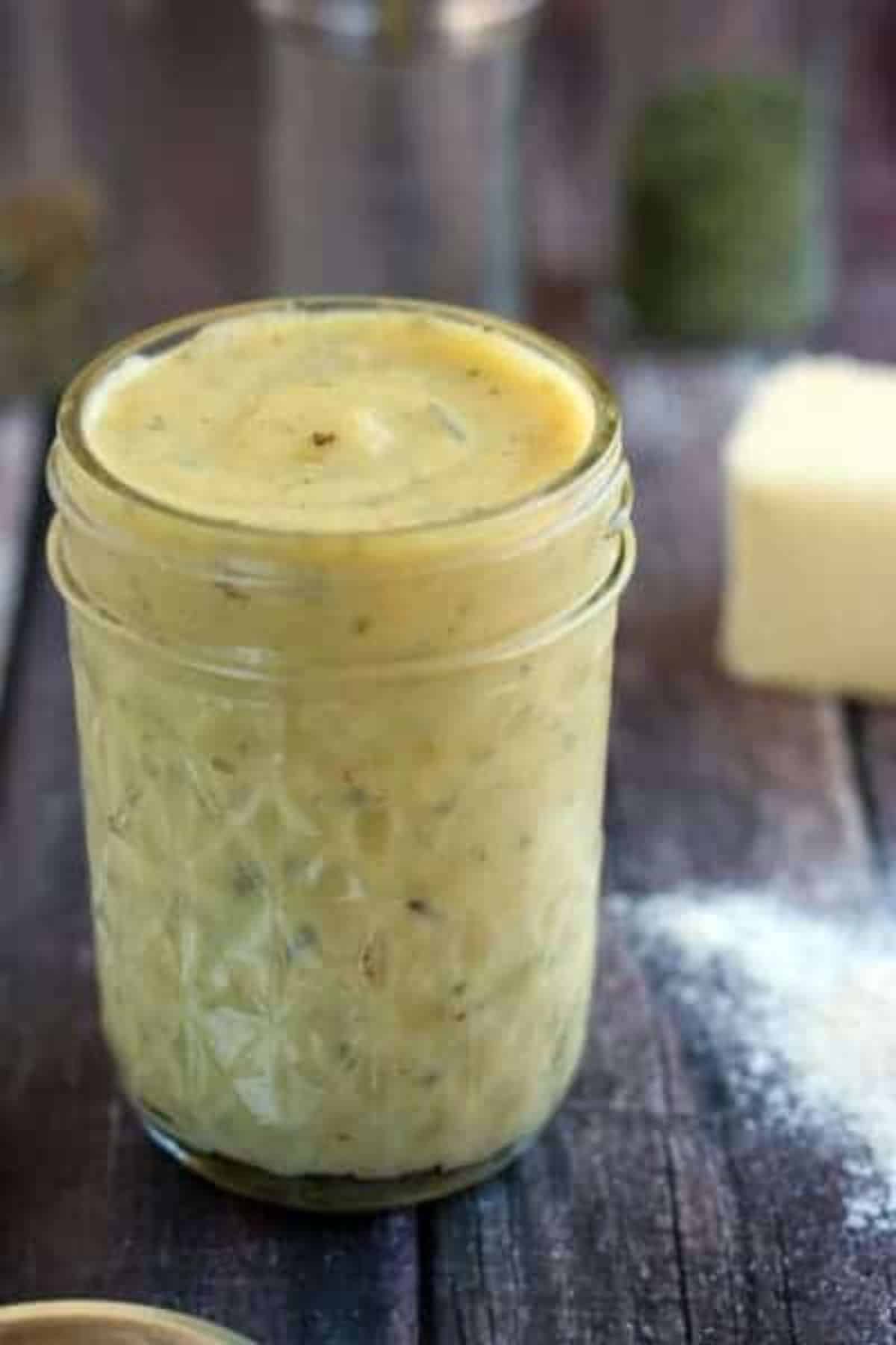 Flavorful Gluten-Free Cream of Chicken Soup in a glass jar.