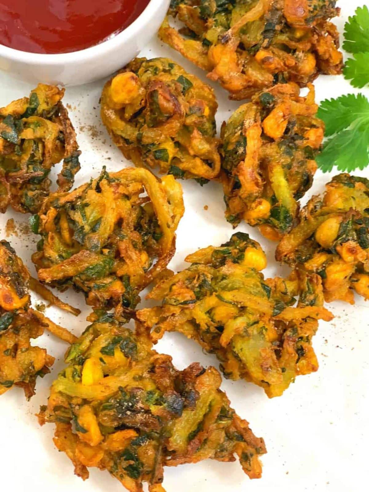 Crunchy  luten-free Spinach Corn Pakodas.