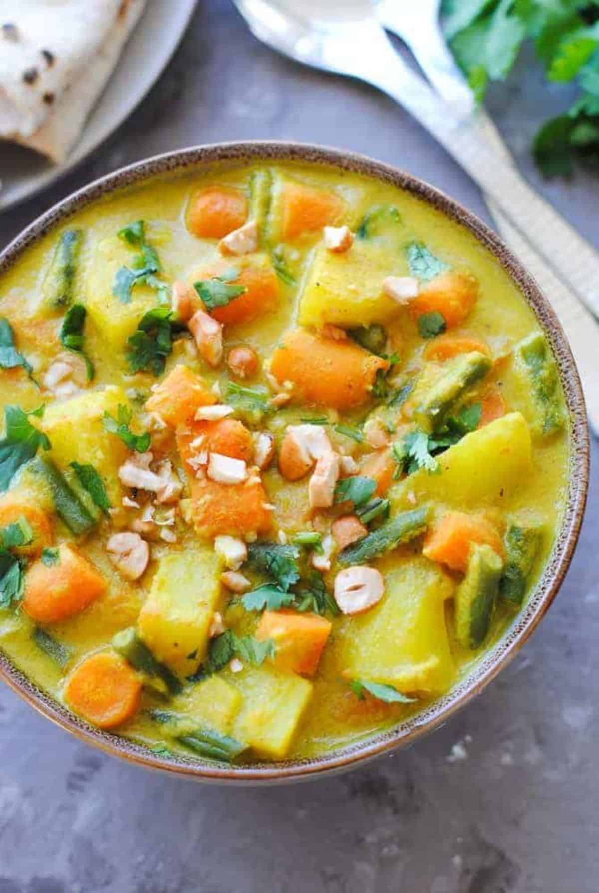 Juicy Instant Pot Vegetable Korma in a bowl.