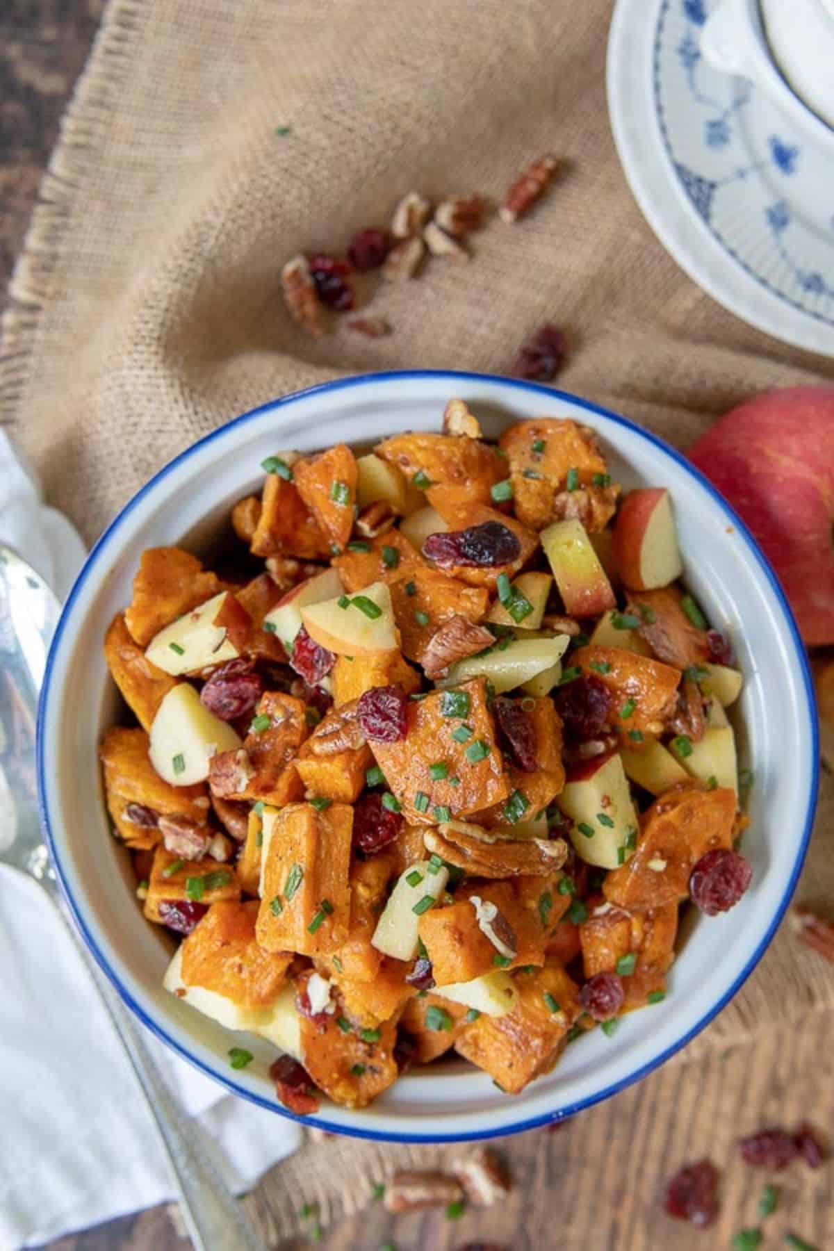 Healthy gluten-free Sweet Potato Salad in a bowl.