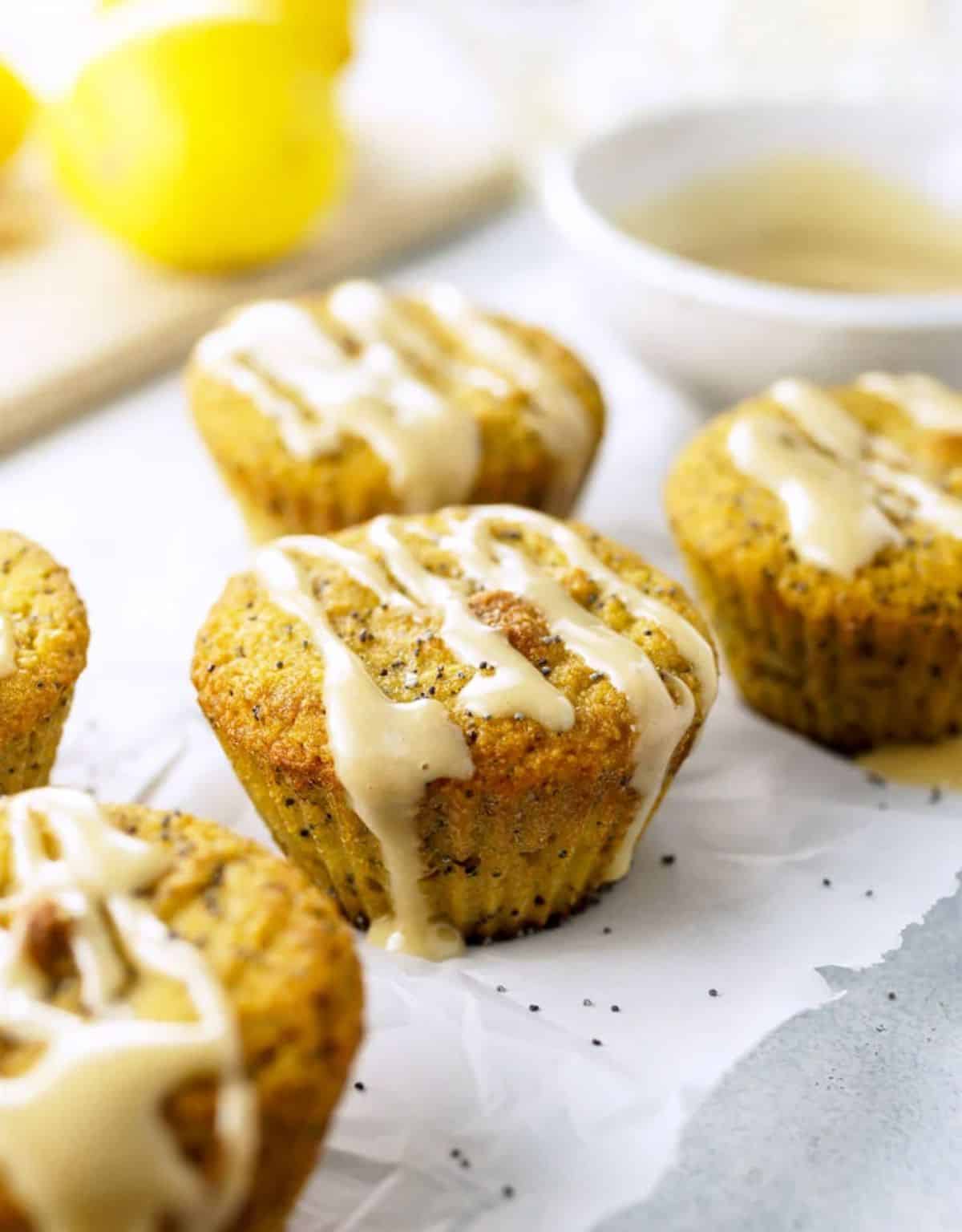Tasty gluten-free Coconut Flour Lemon Poppyseed Muffins.