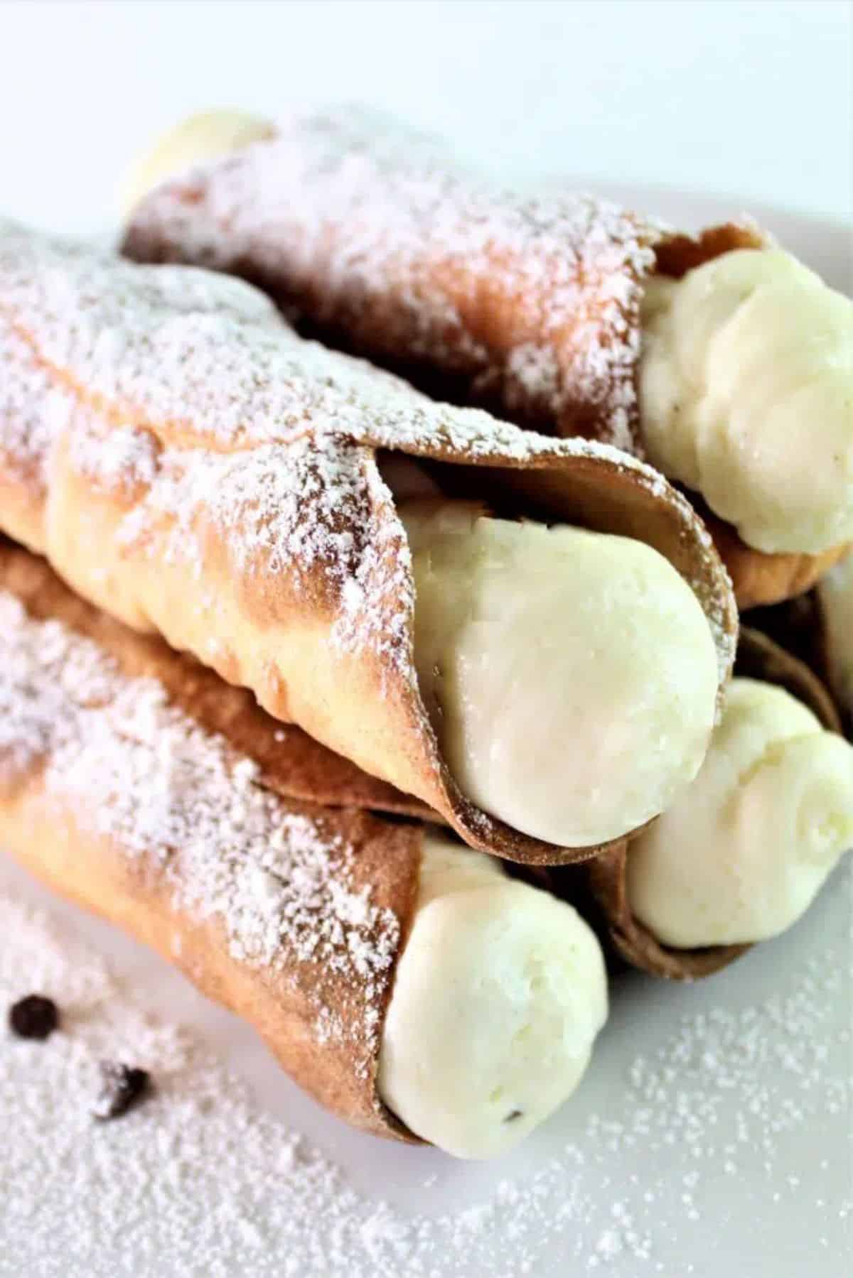 A pile of scrumptious Gluten-Free Cannoli.